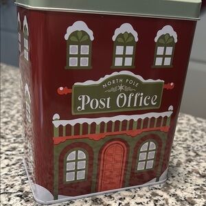 North Pole Post Office Tin Container - Red and Green NEW Final Sale